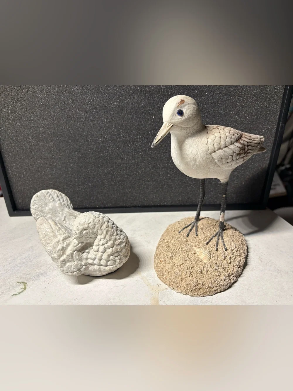 Decorative White Beachbird Figurines- Coastal Table Décor